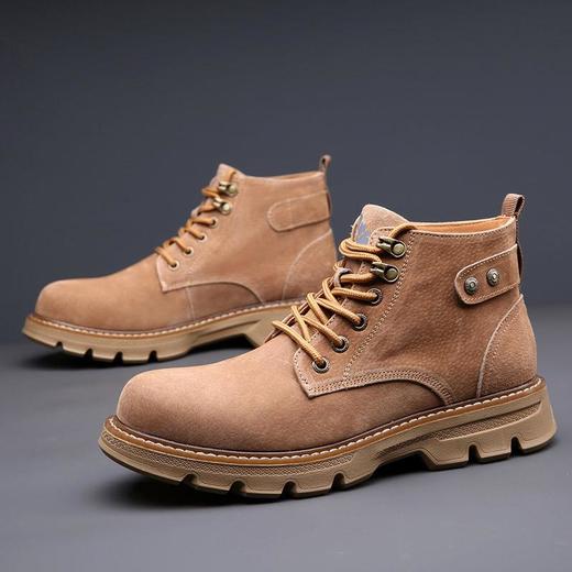 2025冬季马丁靴男真皮英伦圆头皮靴韩版工装靴户外休闲雪地靴子男 商品图0