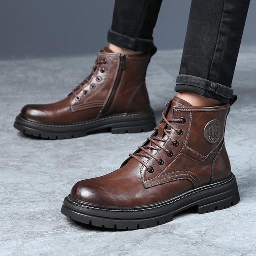 2025秋冬季新款马丁靴男真皮潮流英伦工装靴加绒保暖复古沙漠靴子 商品图2