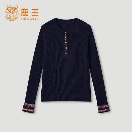 KINGDEER/KD秋冬新款北欧风女式长袖针织羊绒衫 约164g L805627 100%山羊绒鹿王 商品图13