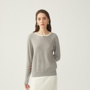 【咕咕同款】KINGDEER/KD秋冬新款女式圆领桂花针撞色圆领羊绒衫 约198g L805658经典基本款/气质款/100%山羊绒鹿王 商品图11