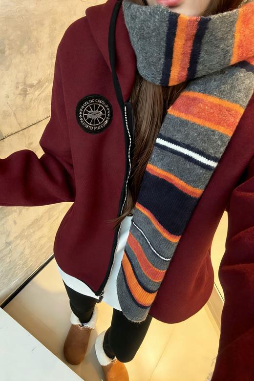 大鹅同款安可拉红毛呢混纺休闲阔型拉链外套 商品图9