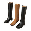 【预售5天】英伦风圆头粗跟骑士靴小个子高跟长靴粗跟黑色长筒靴CB&068 商品缩略图4