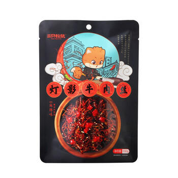 三只松鼠灯影牛肉丝麻辣味100g袋装休闲零食川蜀风味特产手撕牛肉麻辣小吃 商品图0