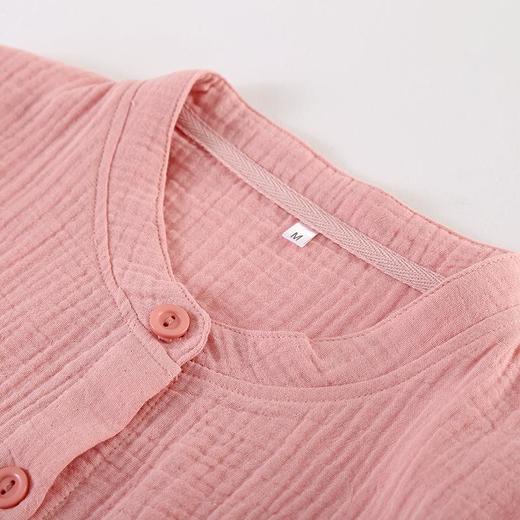 春秋纯棉日系格子女士家居服长袖绉布双层纱布简约可外穿睡衣套装 商品图2