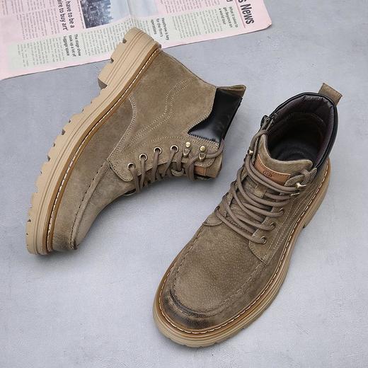 冬季户外机车马丁靴子男真皮厚底加绒保暖工装靴男士拉链经典短靴 商品图1