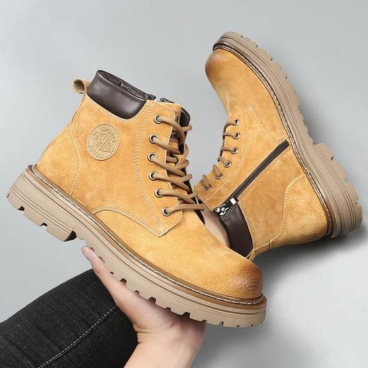 马丁靴拉链款男冬季加绒户外厚底工装靴男士真皮英伦风保暖靴子男 商品图3