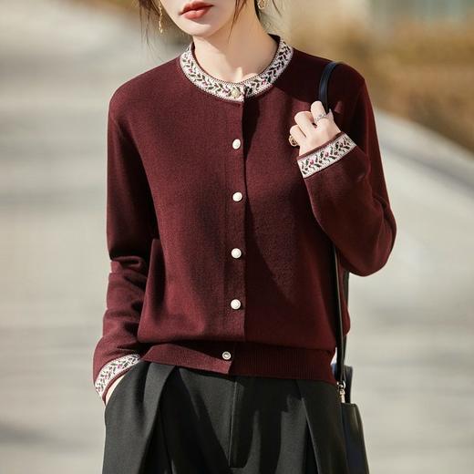 「自」全新升级【铂金会员174/天猫229/差价55】(05925)洛诗琳法式重工刺绣开衫2026春季新款复古风针织外套女 商品图1