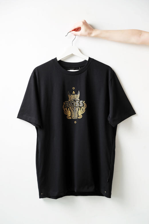 烫金字母tee，印花设计t恤。徽标字母图案圆领正肩半袖儿E011766 商品图8