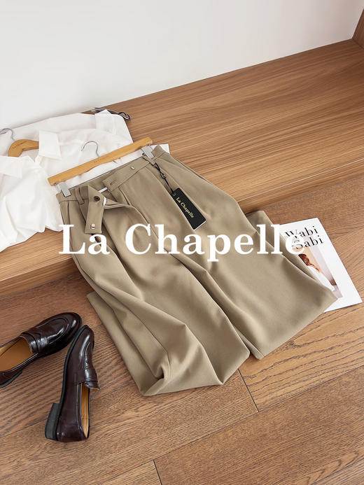 拉夏贝尔/La Chapelle高克重高质感~简约时尚百搭遮胯显瘦直筒休闲裤 商品图3