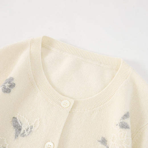 KINGDEER/KD灰色蝴蝶结印花毛衣女装小香风羊绒衫L805605复古奶奶风鹿王 商品图6