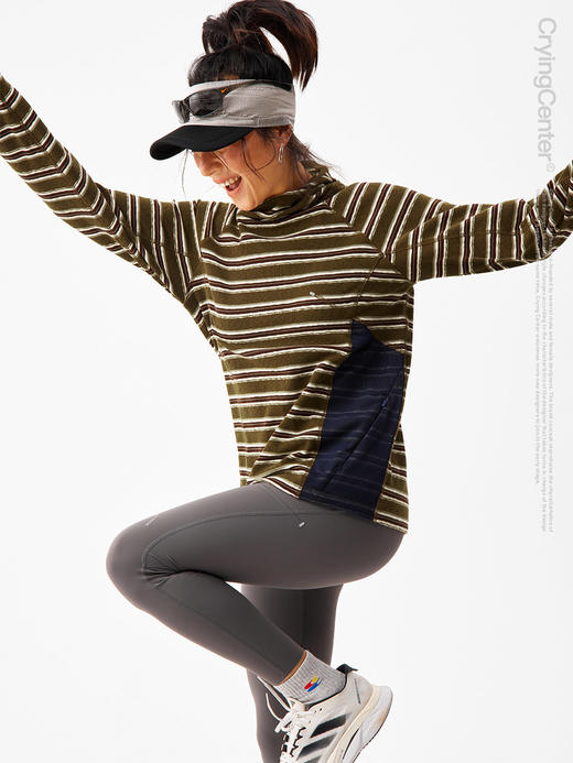 CryingCenter 条纹撞色哈苏线口袋休闲运动长袖连帽衫 哭喊中心 商品图3