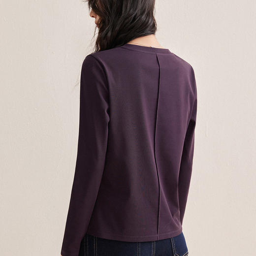 「自j」全新升级【铂金会员119/天猫159/差价40】(02017)洛诗琳气质通勤长袖T恤2026春季新款百搭正肩打底上衣女 商品图3