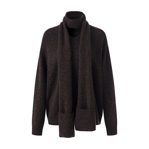 「高货wl」全新升级【铂金会员330/天猫439/差价109】(15401)洛诗琳2025冬季气质四平密织羊毛混纺宽松套头围巾毛衣女 商品图4