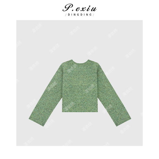 04-2潘依绣丁丁宠粉文艺风花纱圆领针织开衫 Q5690 商品图1