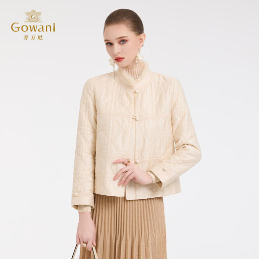 乔万尼贵气水貂毛领中式风短款舒适棉服外套ED4K840 商品图2