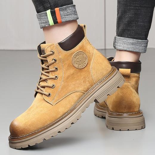 马丁靴拉链款男冬季加绒户外厚底工装靴男士真皮英伦风保暖靴子男 商品图2