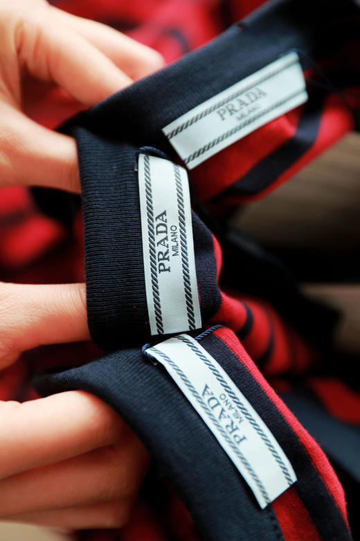 复古条纹tee，长袖+短袖哇。Oversize胸口横标平纹针织t恤E011788 商品图1