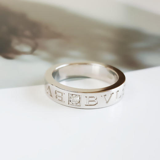 【95新】BVLGARI宝格丽B.zero1系列339982白金单钻logo签名戒指49号中性款090126NJT44 商品图4