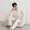 简约纯色棉麻睡衣情侣款春秋夏季薄款男女士家居服套装可外穿长袖 商品缩略图2