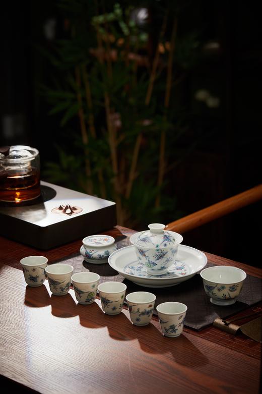 【景德镇陶瓷茶具】釉下斗彩--蝶恋花茶具  10件套  送礼自用都合适 商品图0