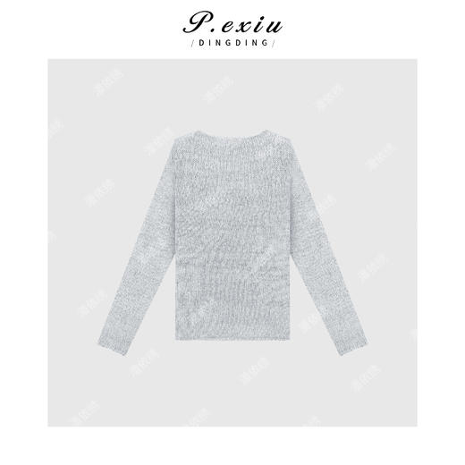 042-潘依绣丁丁宠粉 韩系简约圆领长袖针织衫Q1524 商品图1