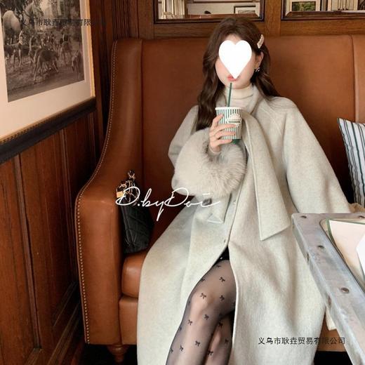 【柔软亲肤舒适❗️气质温柔高级】现货双面呢大衣女冬季加厚高级感毛呢中长款外套毛毛袖口毛。jc 商品图1