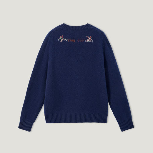 KINGDEER/KD春秋百搭时尚休闲针织刺绣圆领羊绒衫L805885轻运动/花朵/休闲款鹿王 商品图7