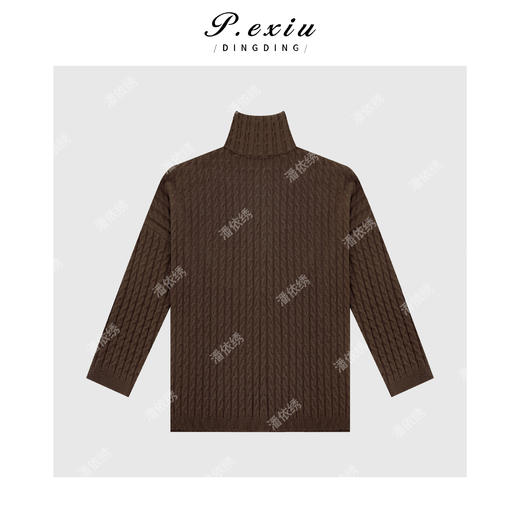 04-2潘依绣丁丁宠粉澳洲羊-毛绞花编织高领针织上衣 ZZ0695 商品图2