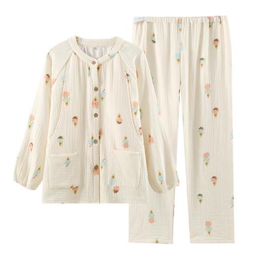 纯棉四层纱布孕妇睡衣春秋冬季加厚月子服全棉孕期产后哺乳家居服 商品图4