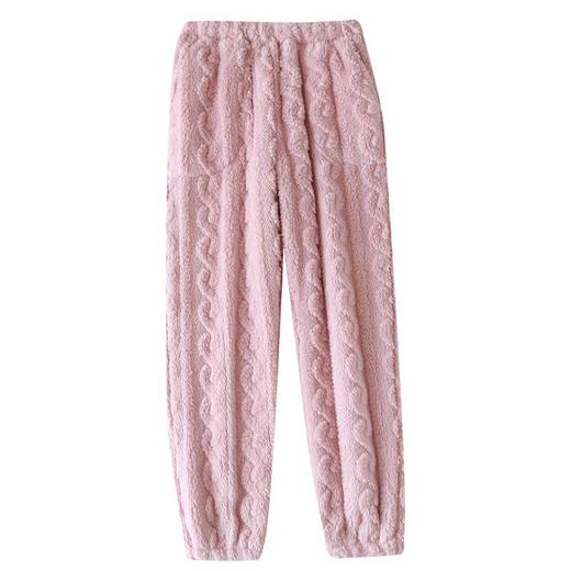 家居裤秋冬季女士珊瑚绒加厚懒人暖暖裤法兰绒宽松可外穿束脚睡裤 商品图4