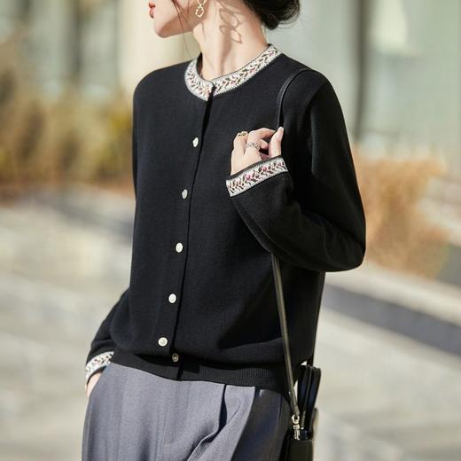 「自」全新升级【铂金会员174/天猫229/差价55】(05925)洛诗琳法式重工刺绣开衫2026春季新款复古风针织外套女 商品图2