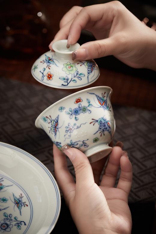 【景德镇陶瓷茶具】釉下斗彩--蝶恋花茶具  10件套  送礼自用都合适 商品图4