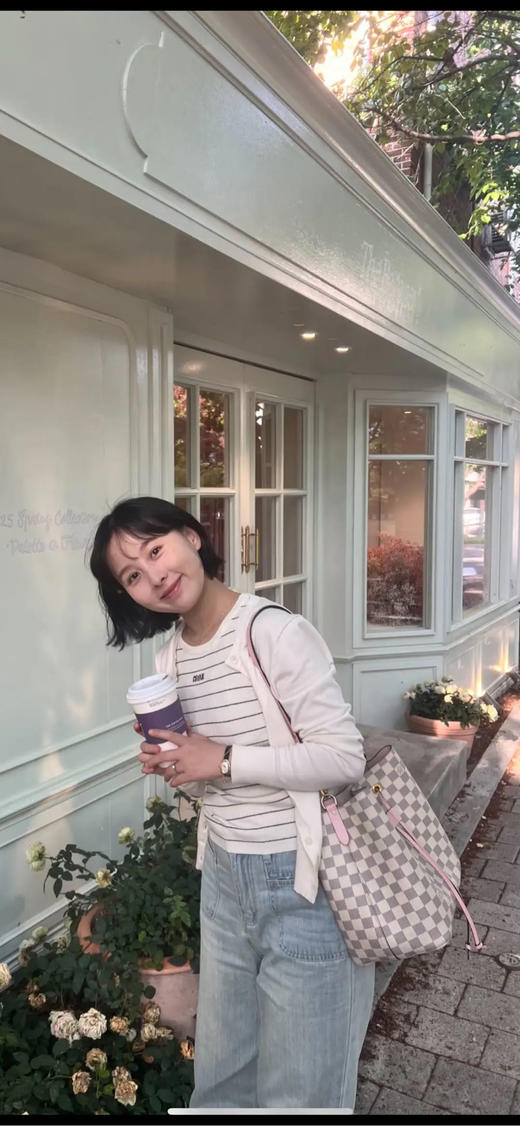 Lv 白棋盘格 老花 水桶包 商品图3