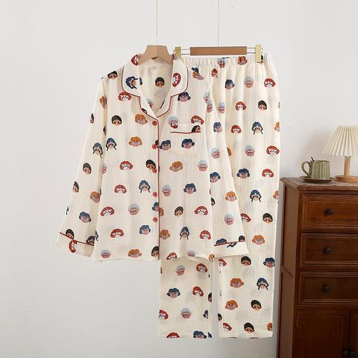 新款可爱卡通双层纱布纯棉女睡衣春秋夏季薄款长袖全棉家居服套装 商品图1