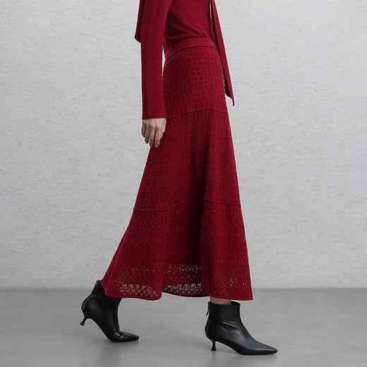 【林栖设计小店】红颜新禧|复古优雅百搭多色肌理感2026春新款毛织半身裙G1961384 商品图8