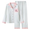 纯棉纱布四层加厚睡衣女春秋冬季新款条纹卡通刺绣长袖长裤家居服 商品缩略图4