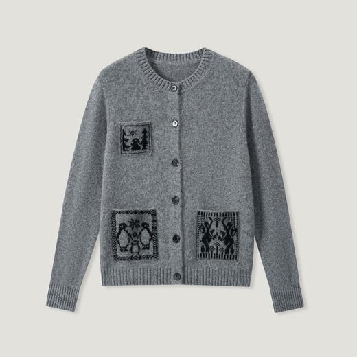 KINGDEER/KD休闲风提花不起球时尚羊绒衫L805588复古奶奶风鹿王 红色 商品图10