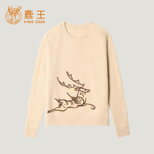 KINGDEER/KD时尚秋冬宽松毛衣复古针织羊绒衫L805970轻运动/花朵/休闲款鹿王 红色 商品图13