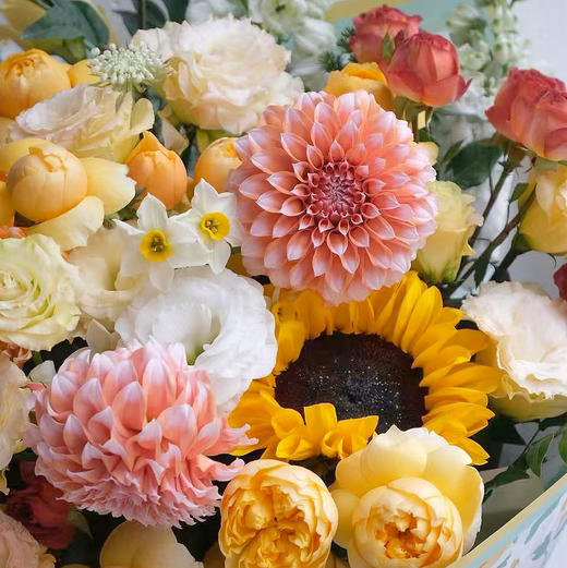 《幸福飞来》奶油桃子黄蝴蝶花束 商品图5