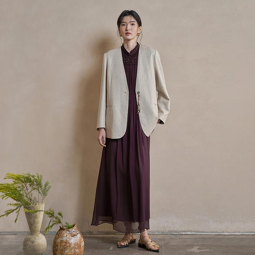 【林栖设计小店】手工钉珠|桑蚕丝钩花襦裙新中式仙气感2026春新款真丝连衣裙1961160 商品图7