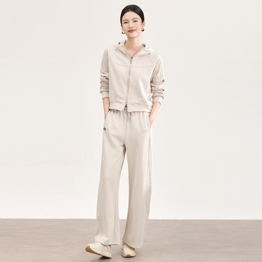 「高货wl」全新升级【铂金会员321/天猫429/差价108】(99325)洛诗琳2026春季法式复古连帽卫衣外套直筒休闲裤两件套 商品图0