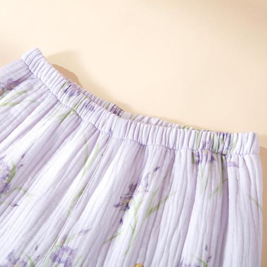 A类纯棉四层皱纱睡衣女春秋冬季鸢尾瓢虫翻领常规家居服套可外穿 商品图2