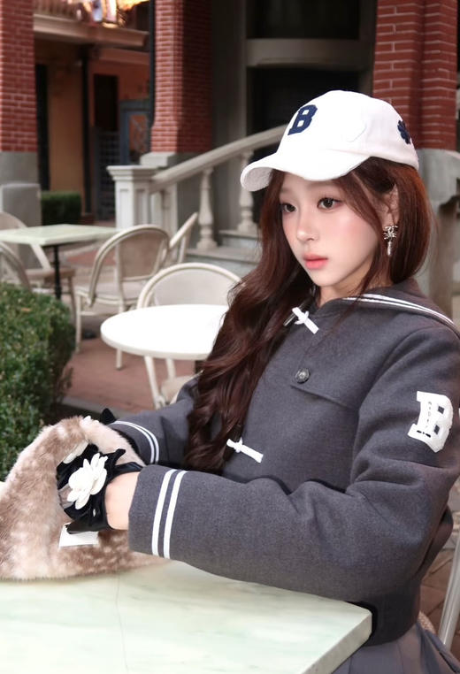 118-3 纯圆正尾货 bibiy 爱心花朵刺绣 三色鸭舌帽 松紧抽绳棒球帽 灯芯绒/平纹棉 商品图3