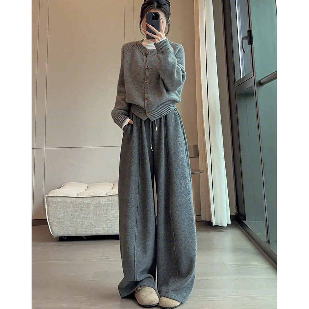 精致版型 无视腿型【梦惠妮 毛呢云朵加绒弯刀裤】加绒加厚 松紧高腰 垂感遮肉 软糯亲肤 抗皱不起褶 #M663