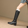 【预售5天】英伦风圆头粗跟骑士靴小个子高跟长靴粗跟黑色长筒靴CB&068 商品缩略图1