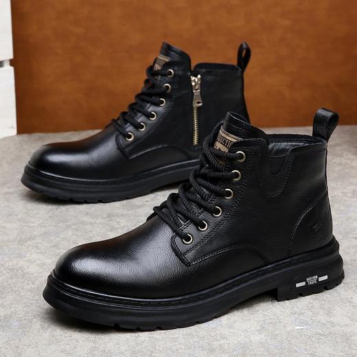 2025冬季马丁靴男款真皮复古工装靴子男士英伦潮流加绒保暖棉鞋 商品图2