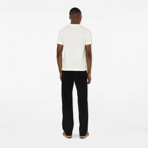 【一】BURBERRY 巴宝莉 男士格纹马术骑士徽标标签棉质圆领短袖T恤 白色 8102254 B7078 商品图4