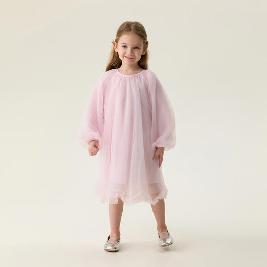 马克珍妮甜美优雅女童花边网纱连衣裙2026年春装新款560137 商品图1