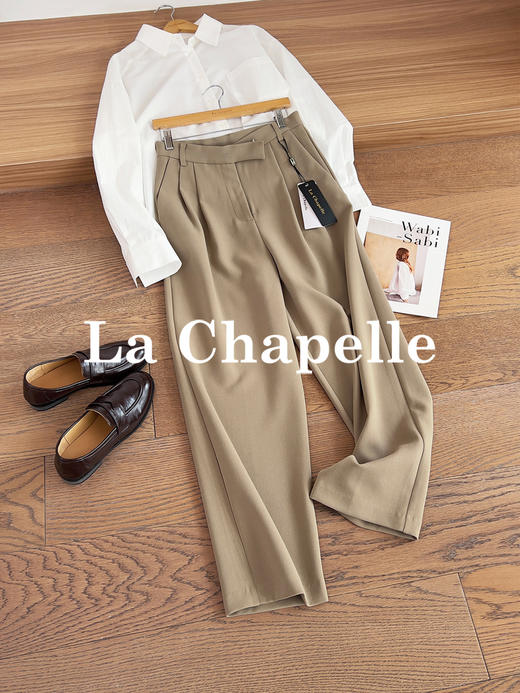 拉夏贝尔/La Chapelle高克重高质感~简约时尚百搭遮胯显瘦直筒休闲裤 商品图0