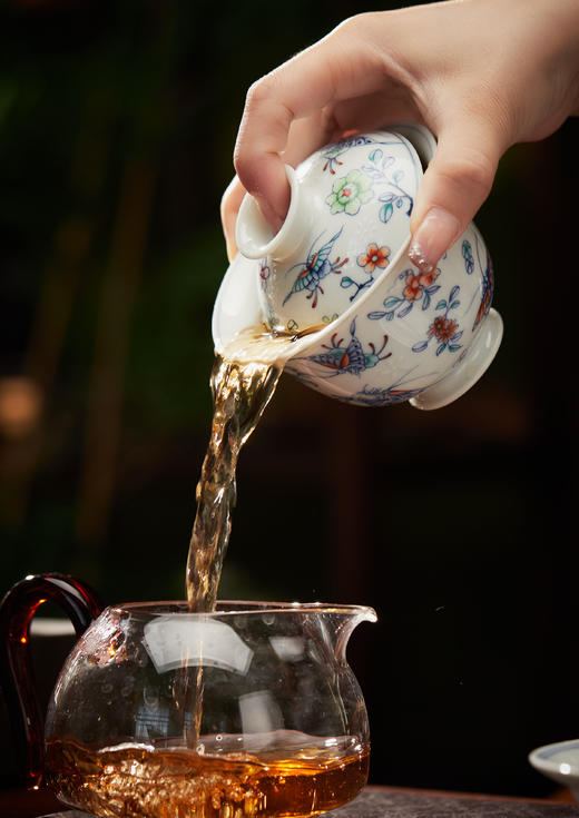 【景德镇陶瓷茶具】釉下斗彩--蝶恋花茶具  10件套  送礼自用都合适 商品图5